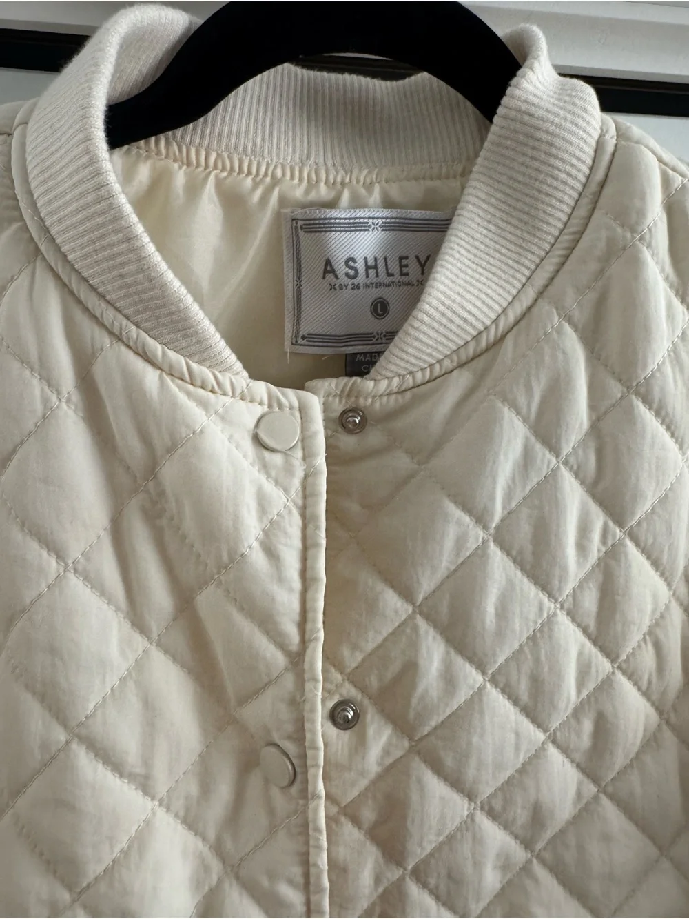 Quilted Bomber Jacket in Cream